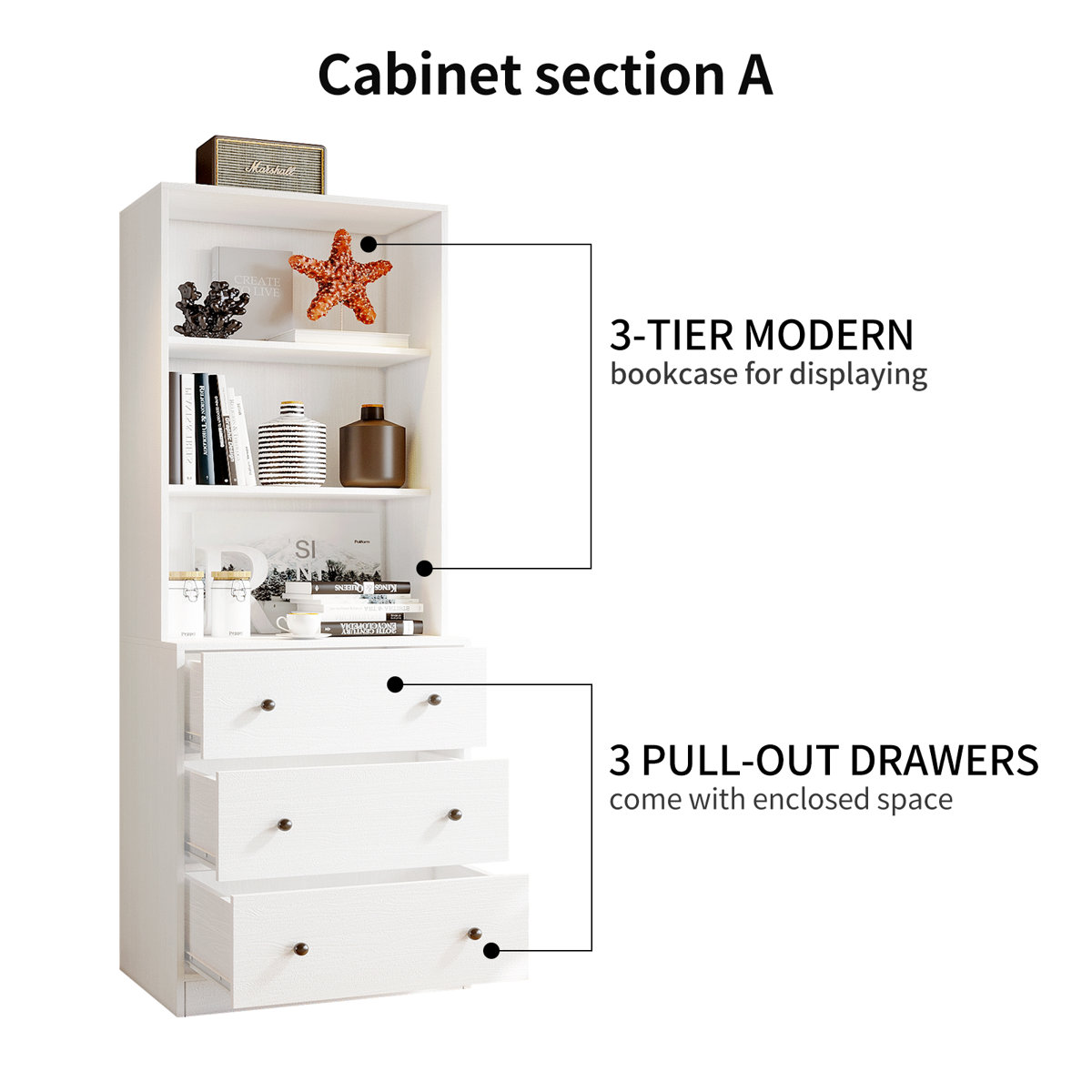 Reshelle Book Cabinet Storage Bookcase